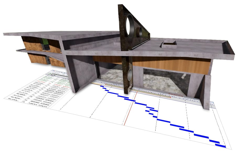 4D-BIM-model-with-Gantt-chart