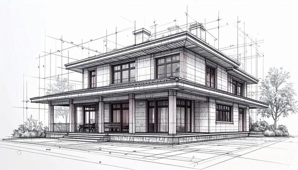 detailed-architectural-sketch-of-a-stunning-two-story-house-design-photo